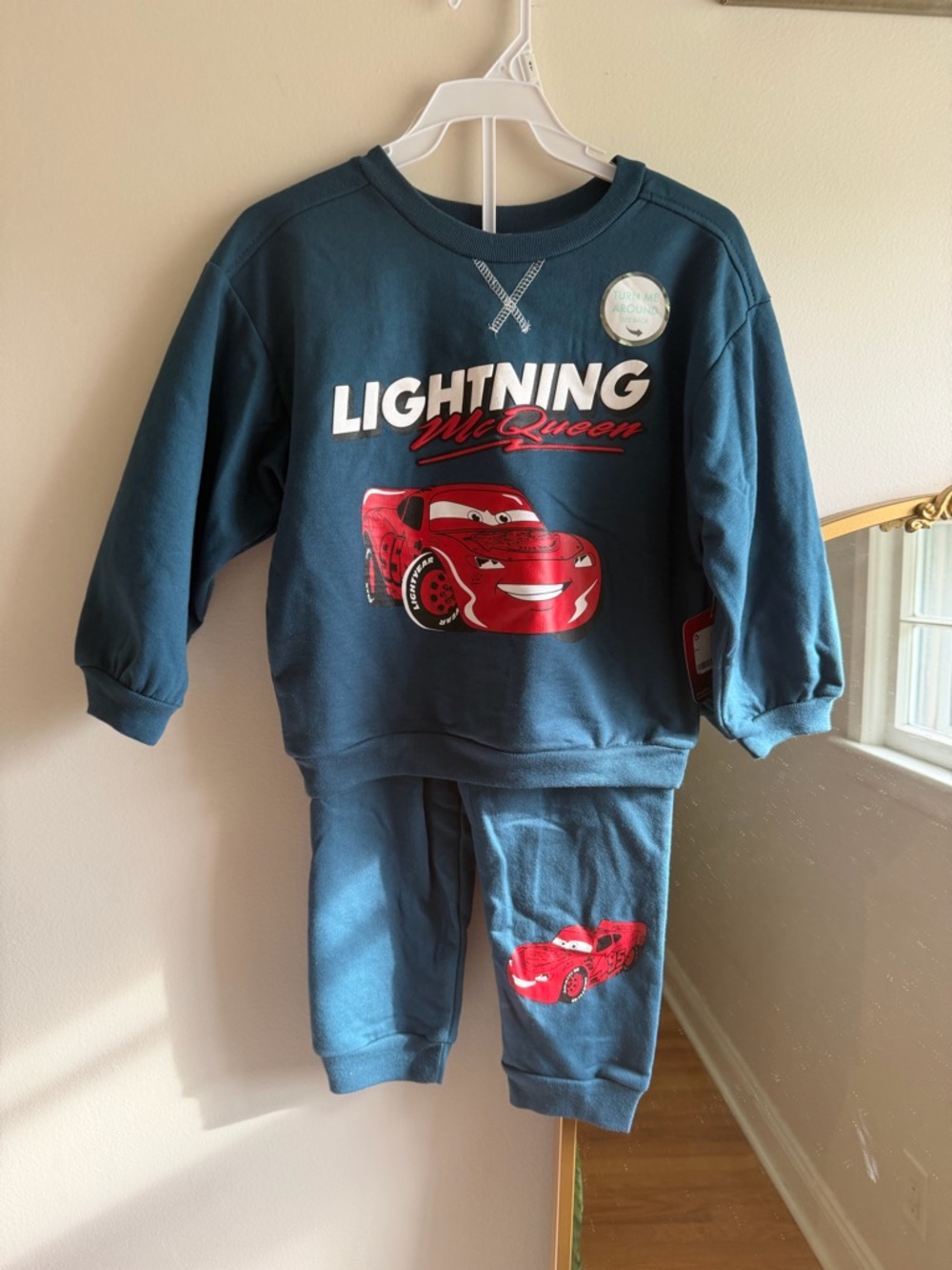 Disney Lightning McQueen Teal Sweatshirt and Jogger Set with Red Graphic